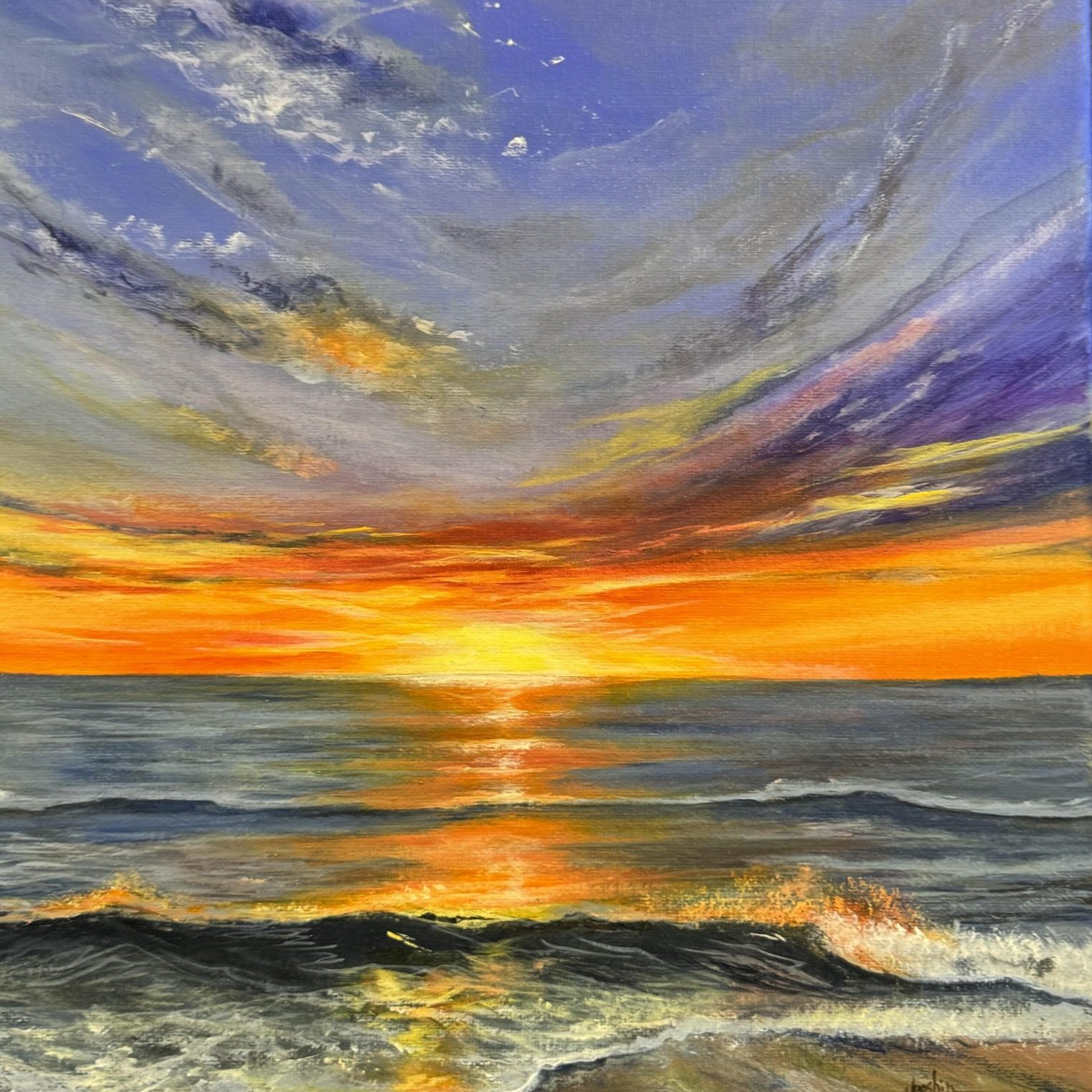 Seascape Sunset $230 12x16 acrylic